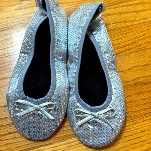 Silver sequin ballet flat slippers